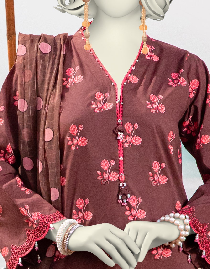 MAROON LAWN EMBROIDERED UNSTITCHED 2PC