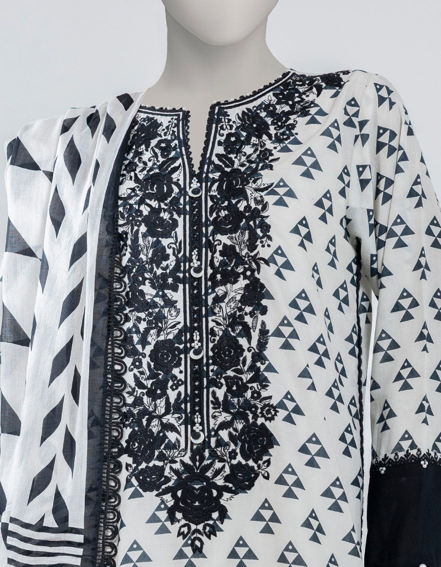 OFF WHITE LAWN EMBROIDERED UNSTITCHED 2PC