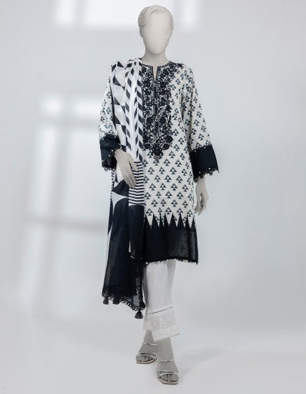 OFF WHITE LAWN EMBROIDERED UNSTITCHED 2PC