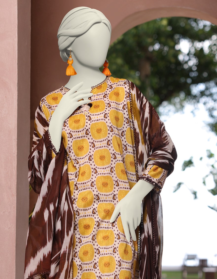 MULTICOLOR LAWN PRINTED UNSTITCHED 3PC