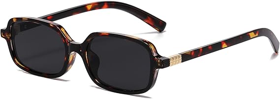 AIEYEZO Retro Rectangular Sunglasses for Women Fashion Square Sun Glasses Trendy Vintage Small Frame Shades