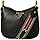 Prada Vitello Phenix Black Leather Crossbody Bag with Web Stripe Strap Gold-Tone Hardware Adjustable Shoulder Strap Zip Top Interior Pockets Italian New