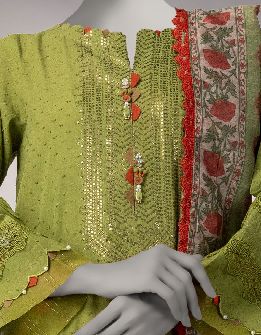 GREEN DORIA EMBROIDERED UNSTITCHED 2PC