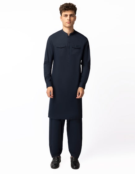 NAVY BLUE CASUAL KAMEEZ SHALWAR